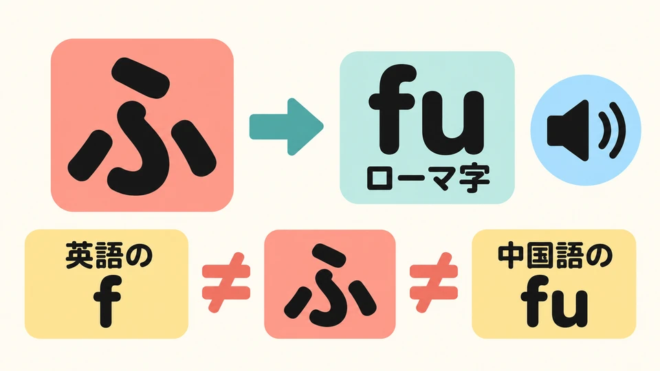 ふ wird in Romaji als fu geschrieben, klingt aber anders als das chinesische fu und das englische f.