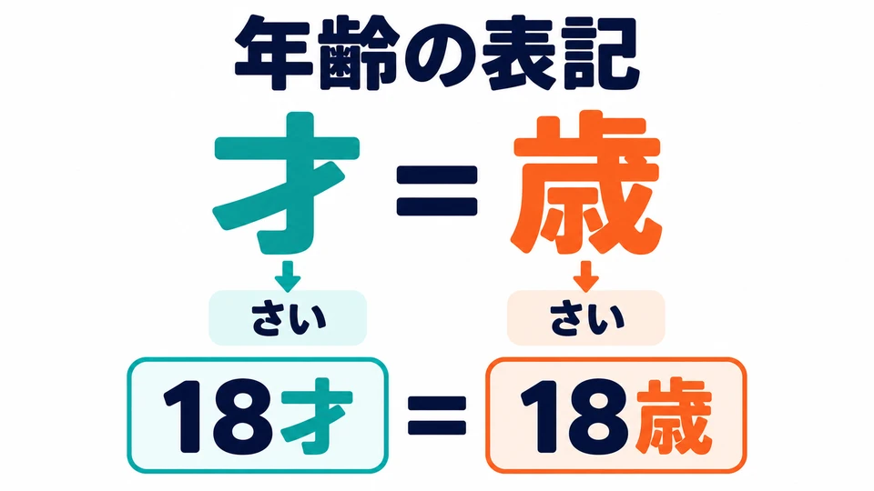 For ages, 「才」 and 「歳」 mean the same thing and are both read 「さい」. Learn to recognize both spellings in example sentences.