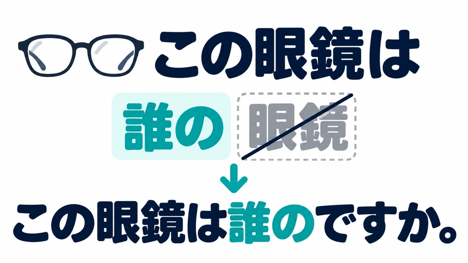 Si ya está claro de qué objeto se habla, puedes omitir el sustantivo tras “誰の”: “この眼鏡は誰のですか。”