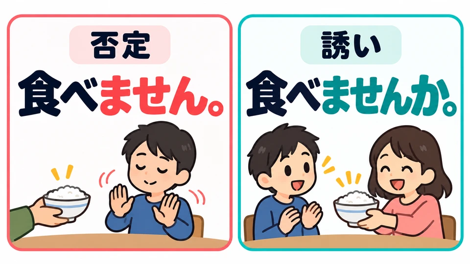 Although it contains 「ません」, this is an invitation to eat, not a statement that someone will not eat.