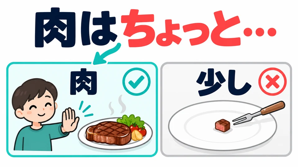 「肉はちょっと…」 politely declines eating meat. It does not mean that you only want a little meat.