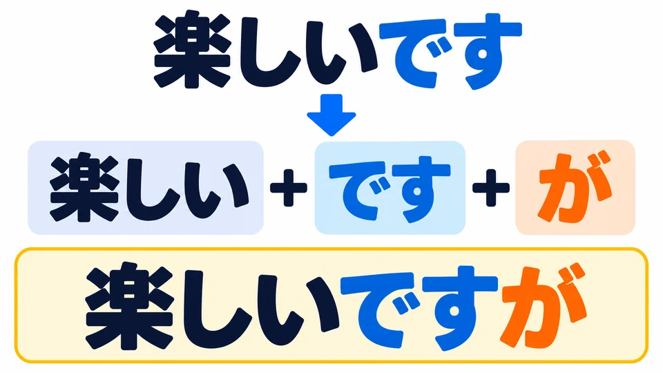 Keep 「です」 in the first clause, then add 「が」: say 「楽しいですが」, as in the picture.