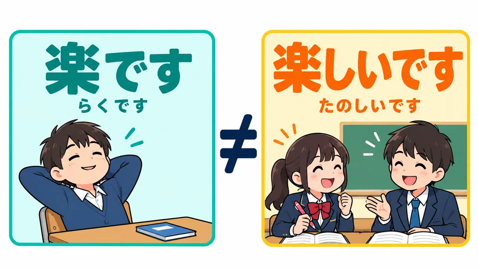 Here, 「楽です」 means easy or requiring little effort. In the previous sentence, 「楽しいです」 means fun or enjoyable. Their meanings differ.