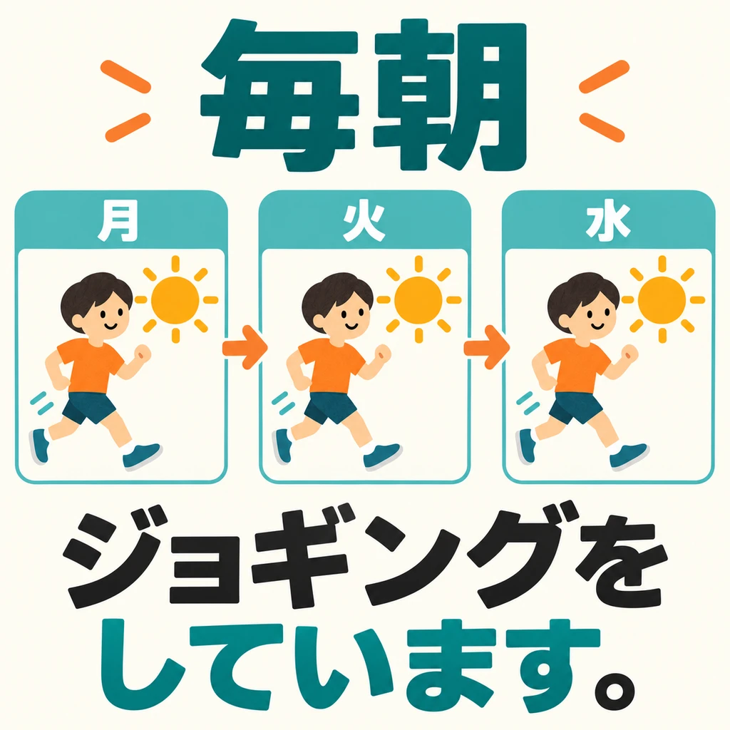 Look at the three mornings: the same action repeats. 「ています」 can also describe everyday habits.