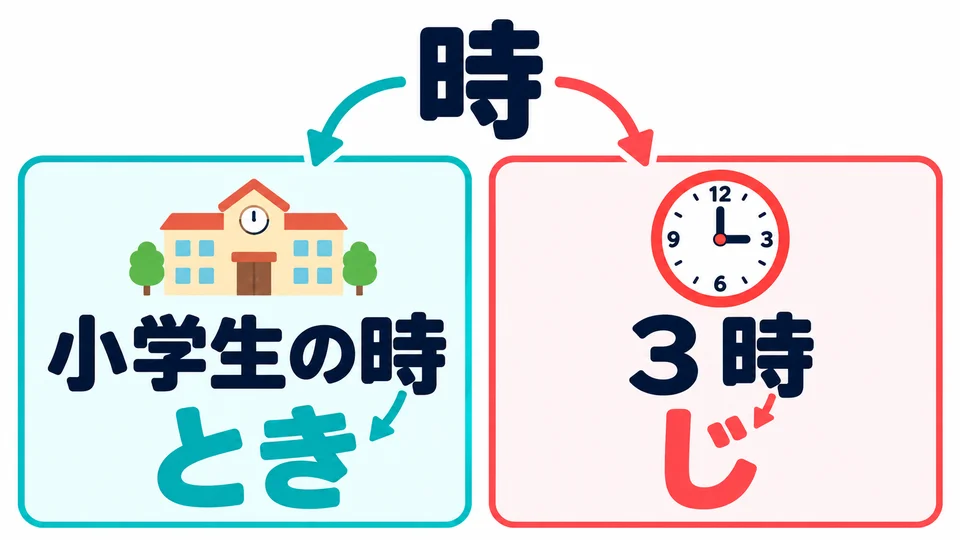 「時」ในประโยคตัวอย่างอ่านว่า「とき」 ไม่ใช่「じ」ที่ใช้บอกโมง