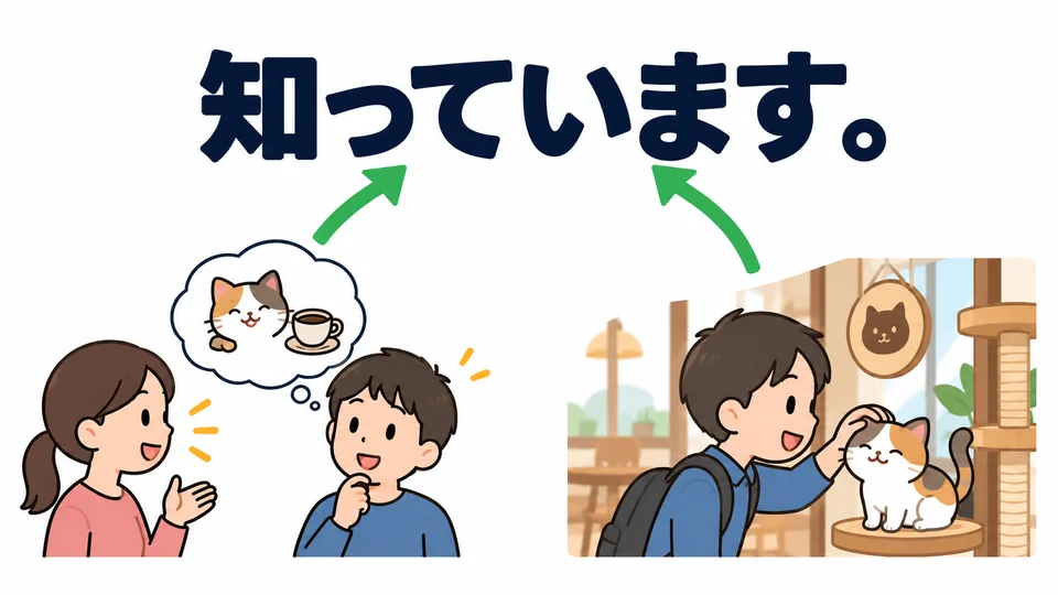 The example only asks whether you know about the cat café, not whether you have been there. Even if you have only heard of it, you can answer that you know.