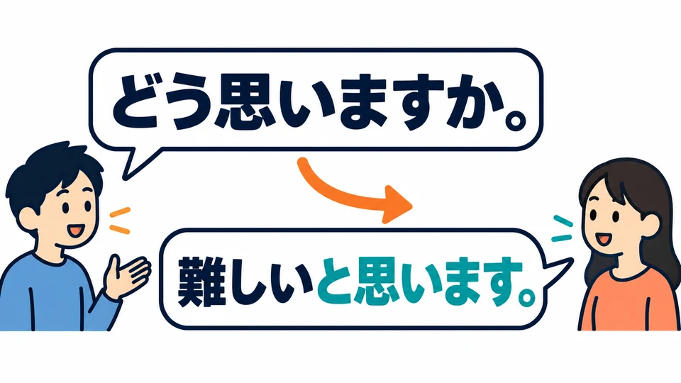 「どう思いますか」는 상대방의 생각을 묻는 말이에요. 「〜と思います」로 답할 수 있어요.