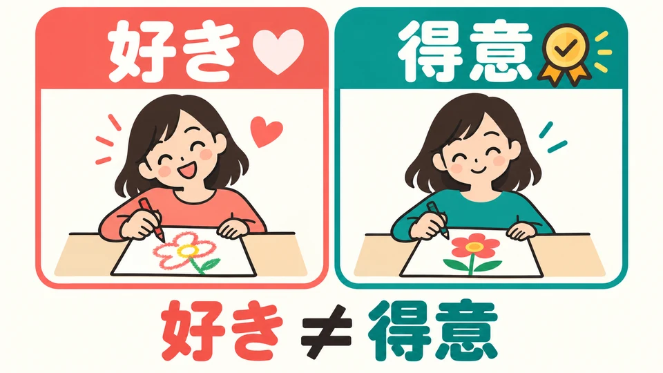 「好き」는 좋아한다는 뜻이고, 「得意」는 잘한다는 뜻이에요. 좋아하는 일을 꼭 잘하는 것은 아니에요.