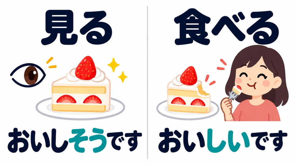 「おいしそうです」 means it looks delicious. After tasting it, you can say 「おいしいです」 to describe the taste.