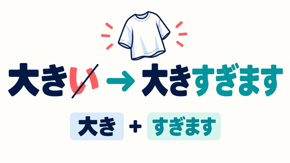 Remove the final 「い」 from an い-adjective: 大きい→大きすぎます. Do not keep 「い」.