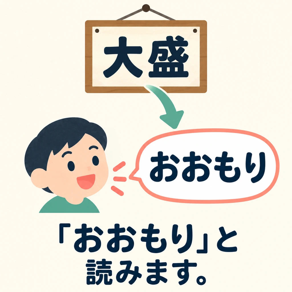 한자를 어떻게 읽는지 모르겠나요? 「おおもり」と読みます는 大盛의 읽는 법을 알려 줘요.