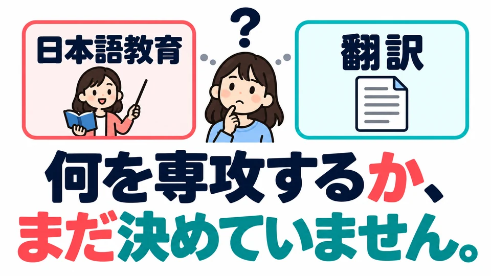 「何を専攻するか、まだ決めていません」 means the speaker has not yet decided what to major in.