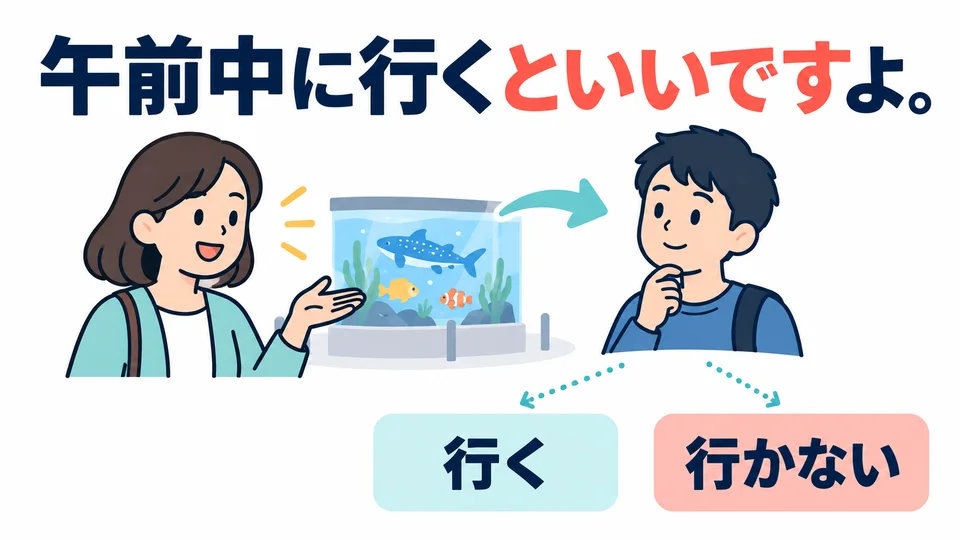 「といいです」 gently suggests an action. The other person decides whether to take the advice.
