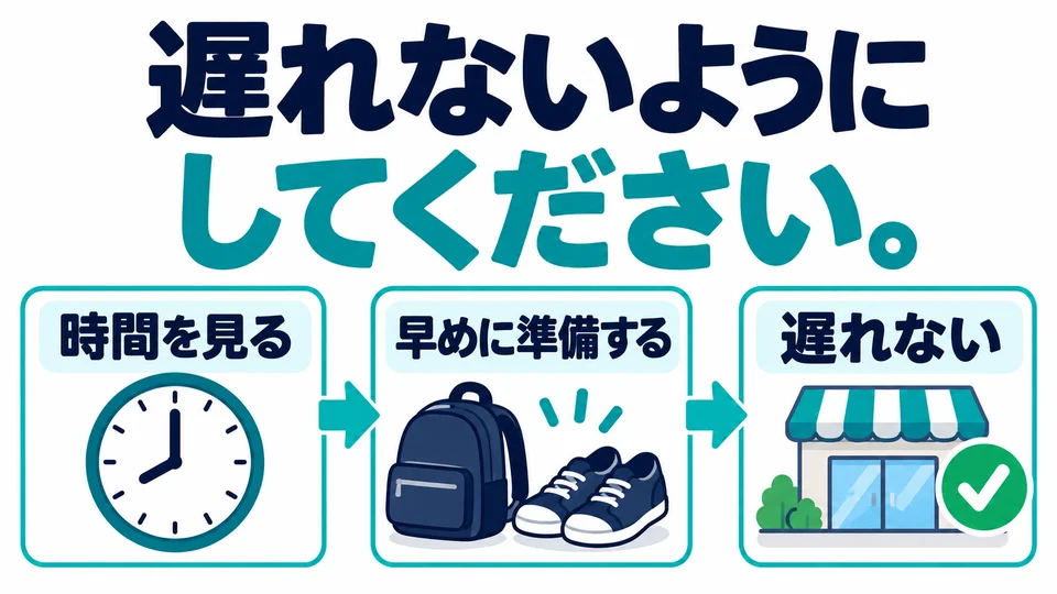 「遅れない」 emphasizes watching the time and preparing ahead so you can avoid being late.