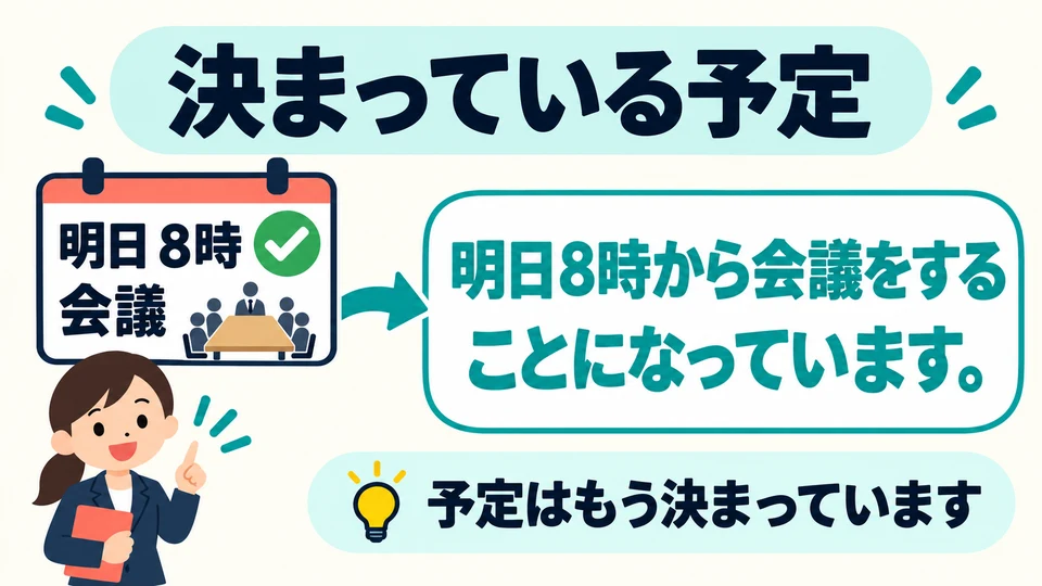 說明已經定好的計畫或分工時,用「ことになっています」。