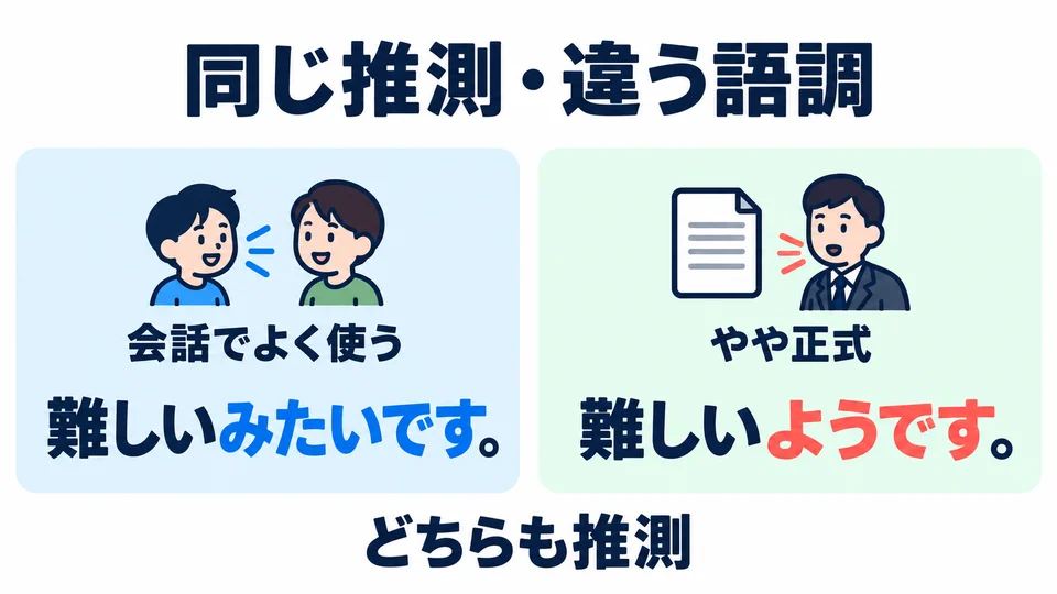 「みたいです」can also express an inference;「ようです」sounds more formal.
