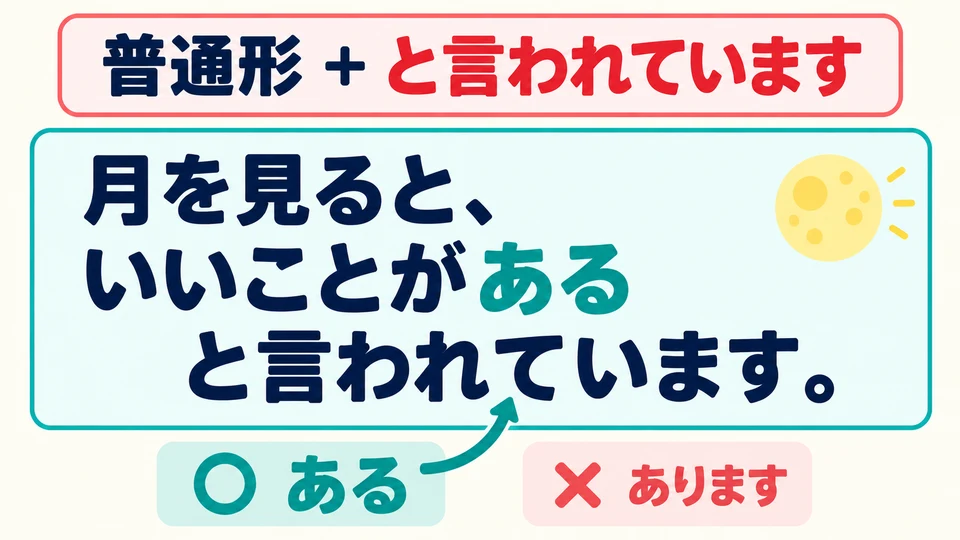 Use the plain form before 「と」. The picture uses 「ある」, not 「あります」.