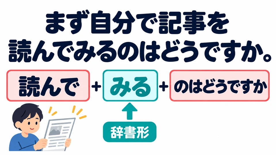 The second sentence suggests trying to read it yourself first. Even with 「てみる」, the final verb stays in the dictionary form 「みる」.