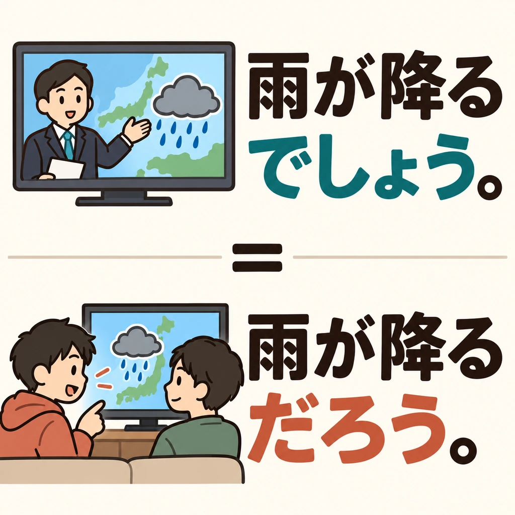 Kedua kalimat menyatakan dugaan. 「でしょう」 lebih sopan, sedangkan 「だろう」 merupakan bentuk biasa.