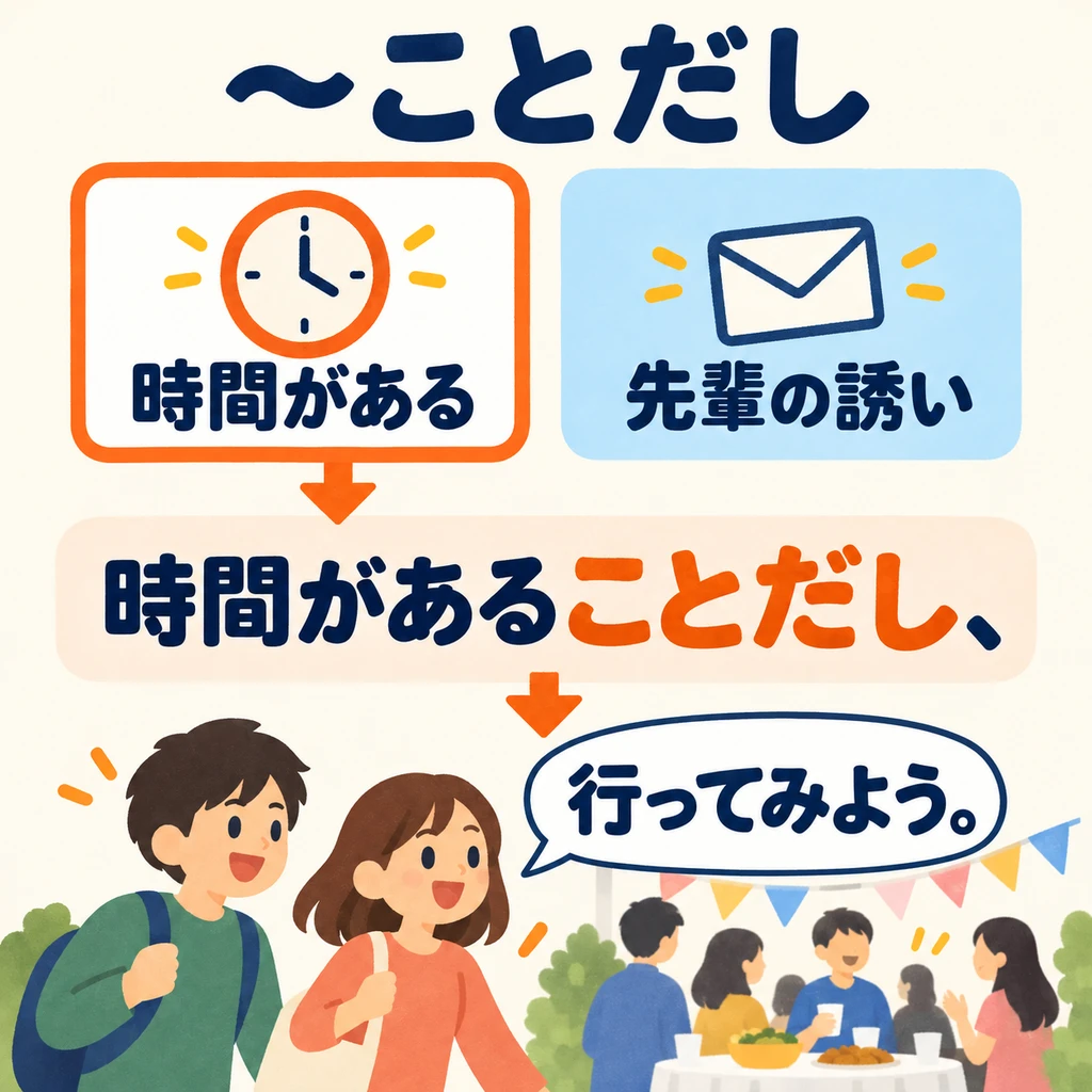 Look at the picture: having some free time becomes the occasion to suggest going to the social gathering.