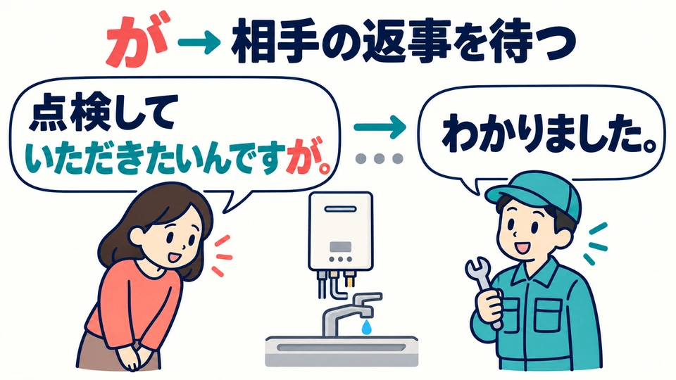 The final 「が」 softens the request and leaves room for a reply. You do not need to follow it with a contrasting statement here.