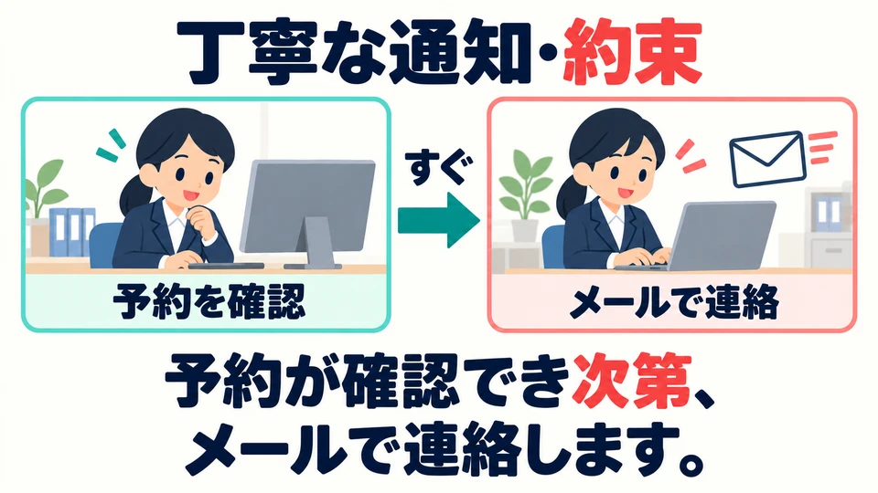 常用於較正式的通知或承諾：確認預約後，馬上用郵件聯繫對方。