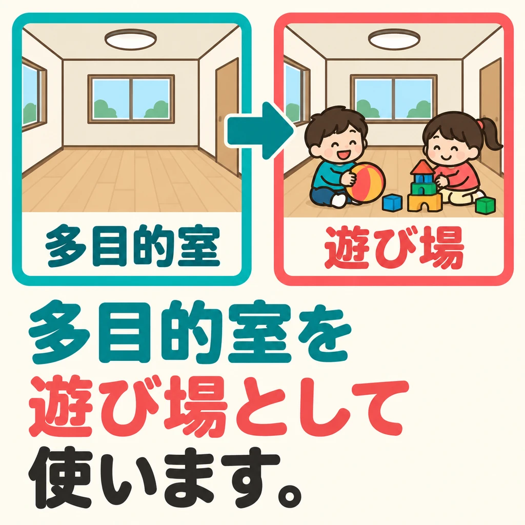 The same room is now a place for children to play. Use this pattern to say what the room is used as.