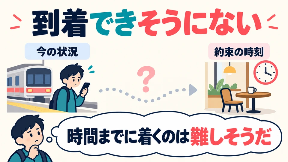 「到着できそうにない」: Der aktuellen Situation nach werde ich wohl nicht rechtzeitig ankommen können.