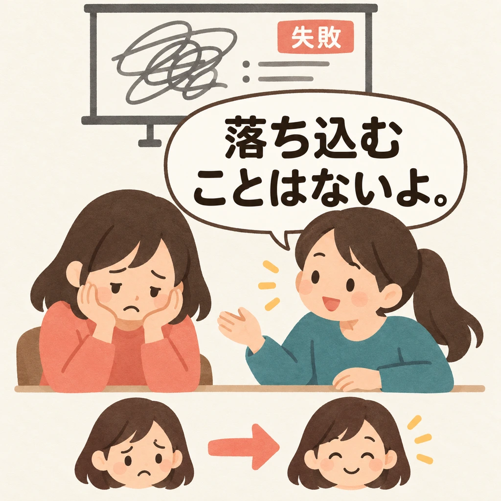 หลังจากทำพลาด เพื่อนบอกว่า “ไม่จำเป็นต้องหดหู่หรอก” คำปลอบนี้ช่วยคลายความกังวลที่มากเกินไป