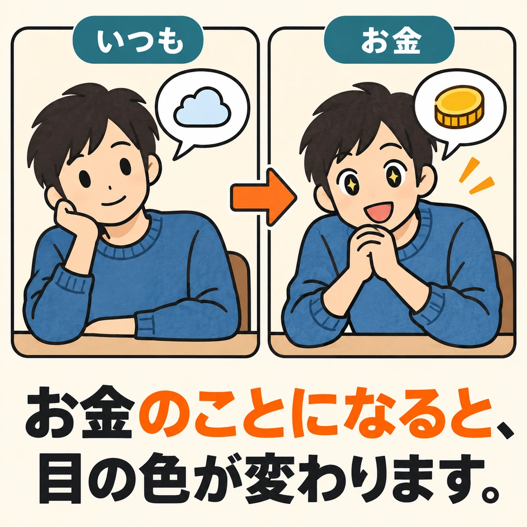 C’est la même personne : pourquoi son expression change-t-elle ? Dès qu’on parle d’argent, elle réagit autrement que d’habitude.