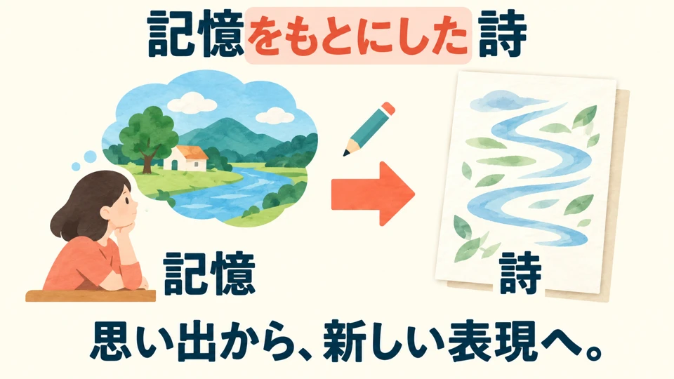 In the example, memories provide the material for the poem. Basing it on them does not necessarily mean recording the facts exactly as they happened.