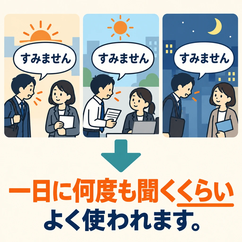 Dass man 「すみません」 mehrmals am Tag hört, zeigt, wie häufig dieser Ausdruck verwendet wird.