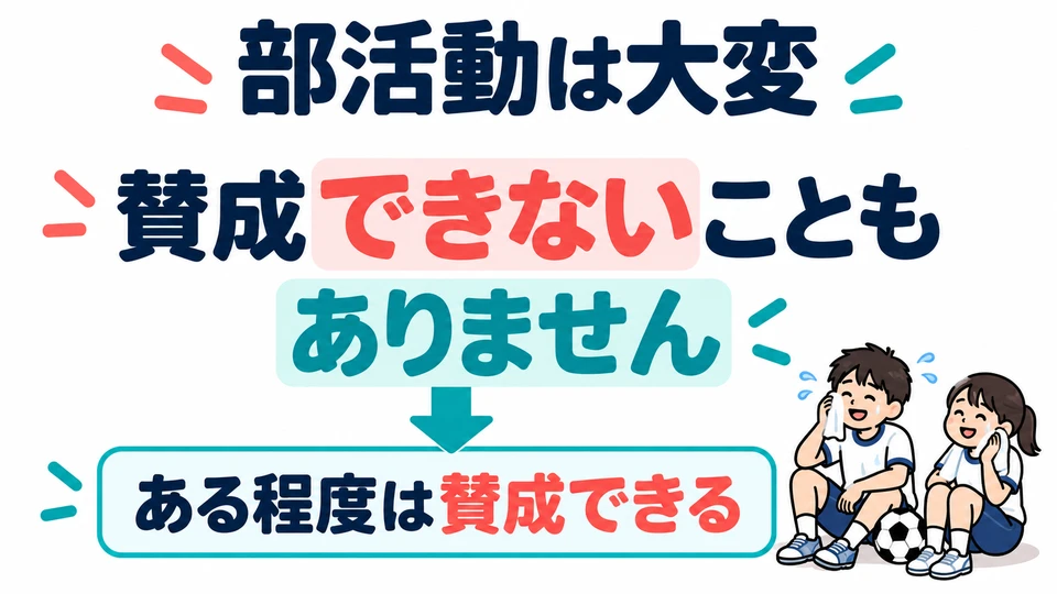 Im Beispiel zu den Schulclubs verstehst du 「賛成できないこともありません」 zunächst als „Ich kann dem durchaus zustimmen“.